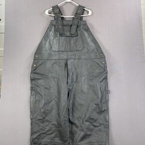 Mas Leather Coverall Bibs Black Leather Double Knee Size 50 Outdoor Quilt Lined‎